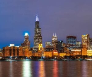Chicago skyline at night - Volantis Limo